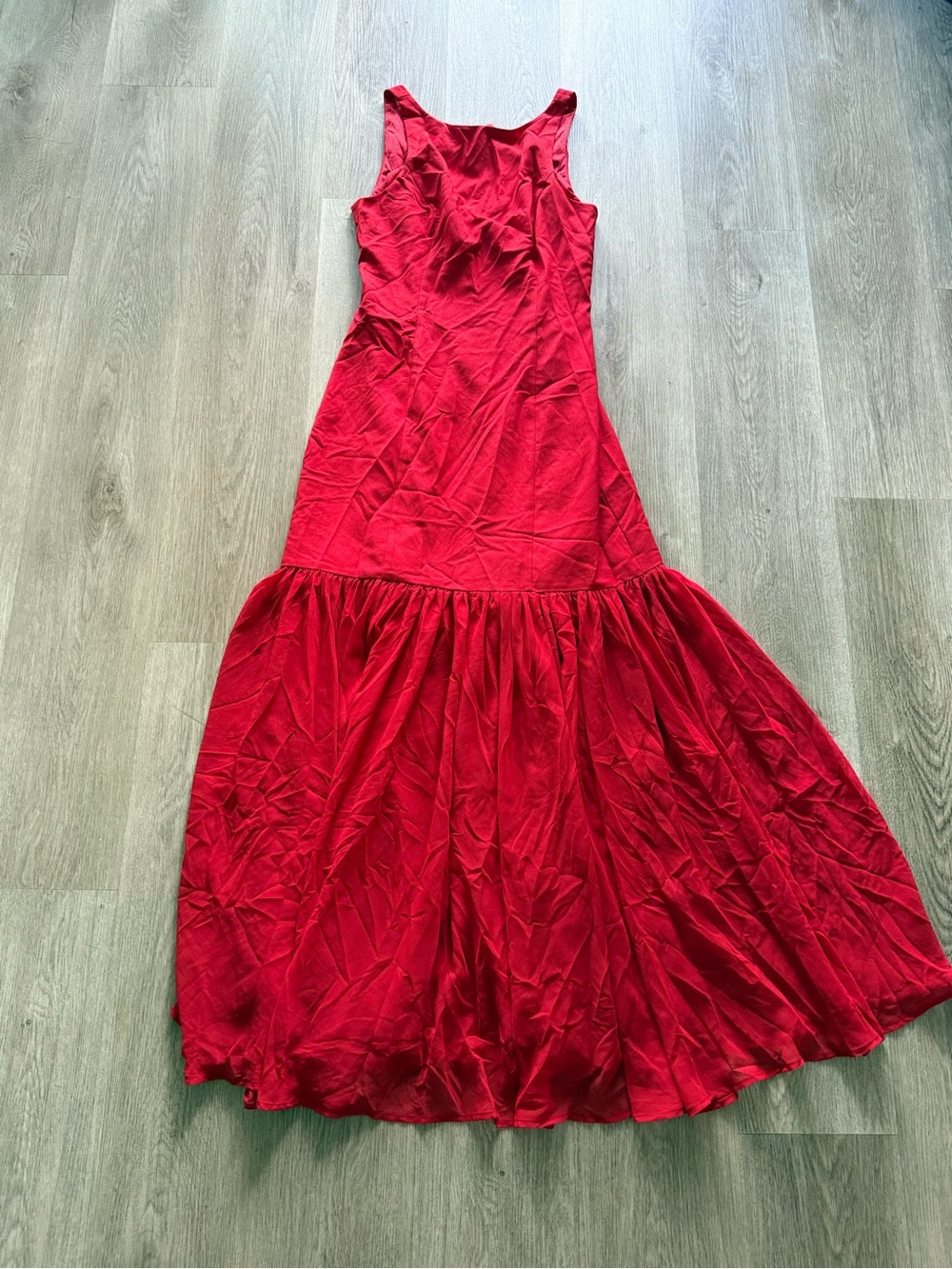 hutch emilia red sleevless fitted bodice flared skirt maxi gown dress size small